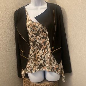 Black blazer with gold zippers